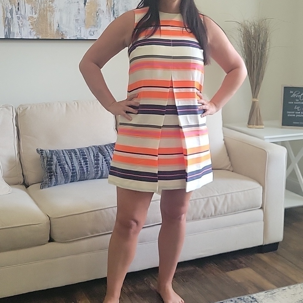 VILAGALLO BRIGHTLY STRIPED TUNIC DRESS SIZE 38(US 10)